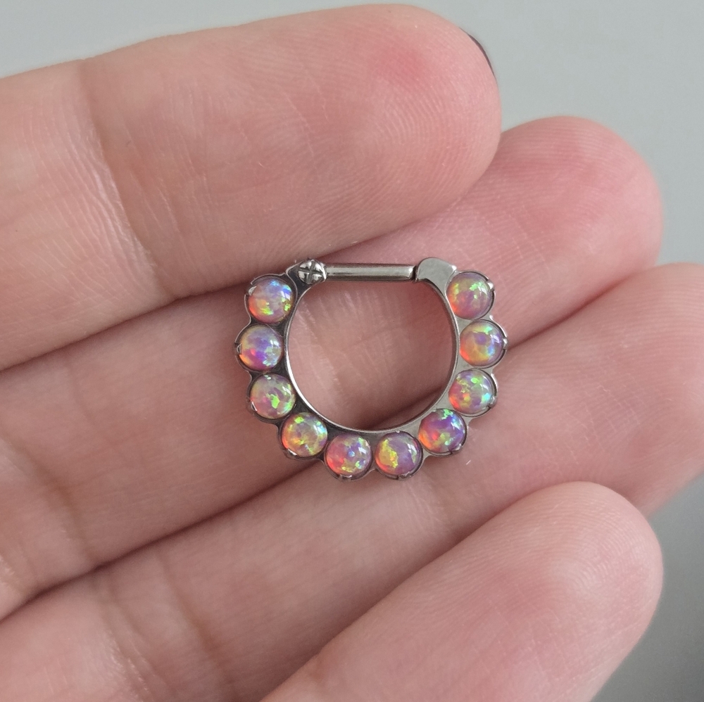 Industrial Strength Titanium and Opal Daith Septum clicker
